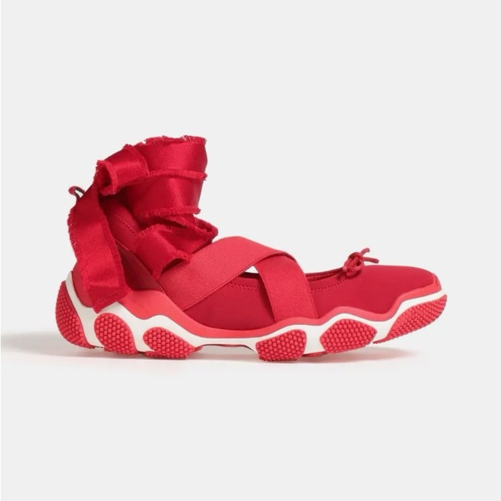 New RED VALENTINO Women’s Ankle Wrap Ballet Sneakers